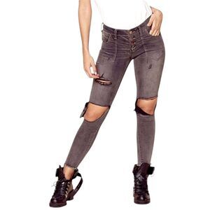 One Teaspoon Gray Skinny Leg Distressed Ankle Cropped Pants(Size 26)